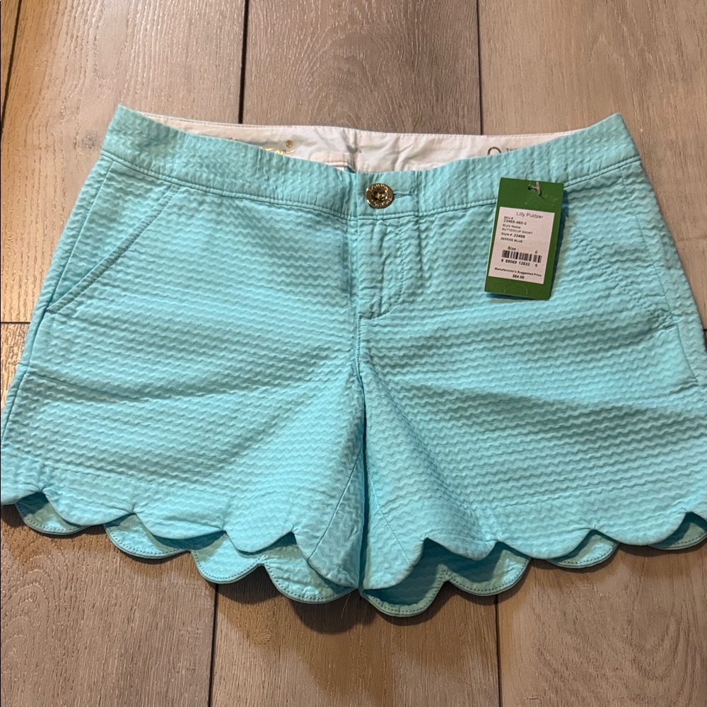 NWT Lilly Pulitzer Light Blue Scalloped Shorts Size 0